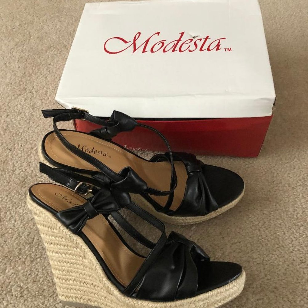 Modesta - Women's Della Espadrille Sandals - Black - 10 10M with Box